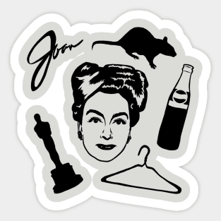 Joan Crawford Inspired Illustration. Rat, Oscar, Wire Hangers, Mommie Dearest, Pepsi Cola Sticker